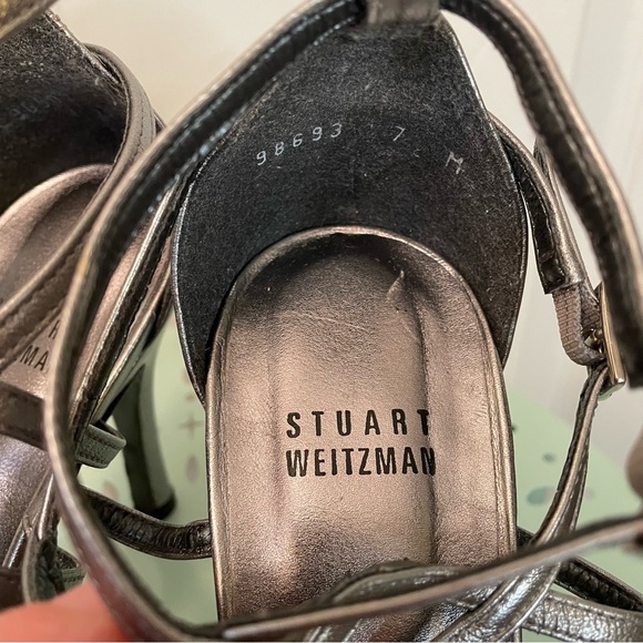 Silver Stuart Weitzman Strappy Heels Sandals 7 - Picture 9 of 9